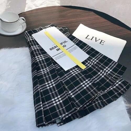 KoukiMa Hot Selling Women Skirts Sweet Preppy Style High Waist Plaid Pleated Skirts Girls 2021 Summer Mini Skirt Kawaii Dress