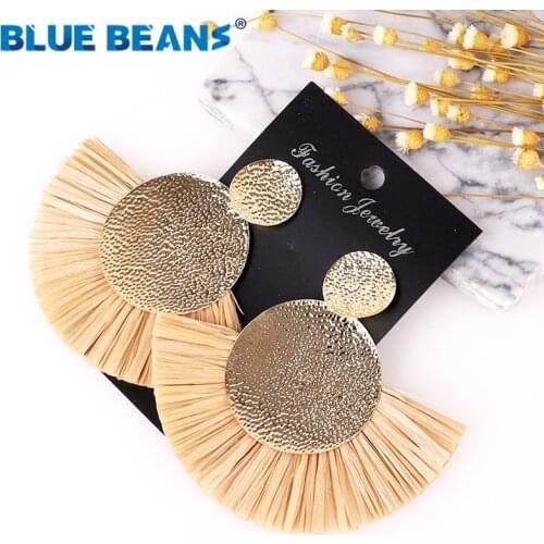 Tassel Women Earrings Jewelry Boho Drop Big Long Handmade Statement Bohemian Luxury Fashion Statement Earring Dangle Rattan 2019