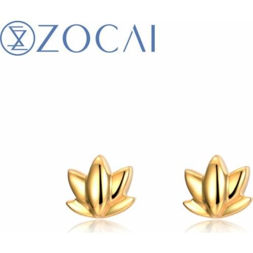 ZOCAI 18k Yellow Gold Fine Earrings Plant Flowers Shape Gift Earrings E01041 Free Shipping