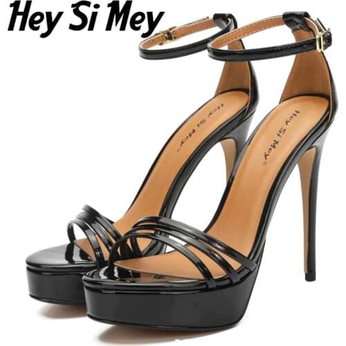 Heysimey 2021 Summer Women Shoes Sexy Stiletto Sandals Ankle Strap Waterproof Platform High Heels Plus Size Car Show Female Shoe