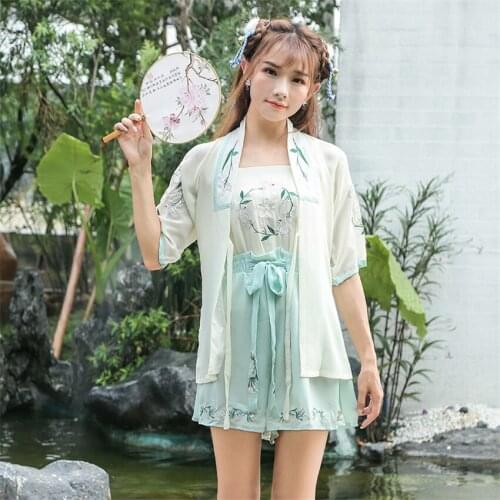 Lady Spring Casual Hanfu Fashion Traditional Chinese Costumes Ancient Retro Dance Dress Woman Embroidery 3PCS Clothing Set