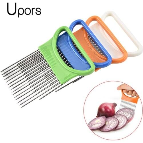 UPORS 1/ Pcs Stainless Steel Onion Cutter Vegetable Slicer Easy Cut Onion Meat Needle Slicer Kitchen Gadgets