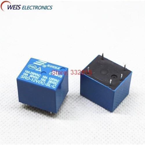 100PCS 12V DC Power Relay T73 12V 10A DIP-5 SONGLE SSR Voltage Relays ( SRD-12VDC-SL-C ) Original Dropshipping