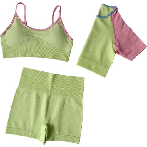 2/3 PCS Spring And Summer Quick Drying Womens Tracksuit Hip Lifting Fashion Fitness Shorts Shockproof Gathered Sports Bra Yoga