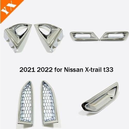 2021 2022 for Nissan XTrail t33 Car Front Rear Bumper Decor Fog light lamp Side Air Vent Cover Door Bowl Trim Accessories Chrome