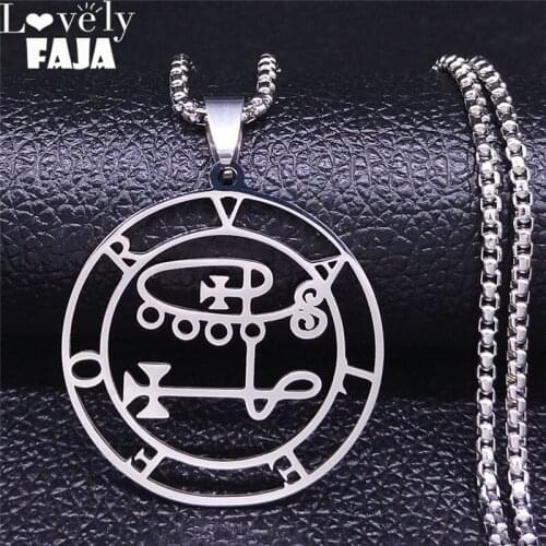 2021 Stainless Steel Satan Necklaces Sigeal Sigil De Lucifer VALEFOR Lazer Key Baphomet Stamp Necklace Jewelry cadena N4262S03
