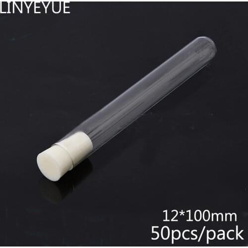50pcs/pack 12*100mm U-Shaped Bottom Glass Test Tube with silica gel plug Laboratory Glassware Lab Glass Tube with cap