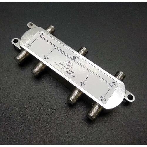 6 Way Satellite Antenna Cable TV Antenna Signal Splitter Distributor for SATV/CATV 5-2400MHz Satellite Receiver for SATV/CATV