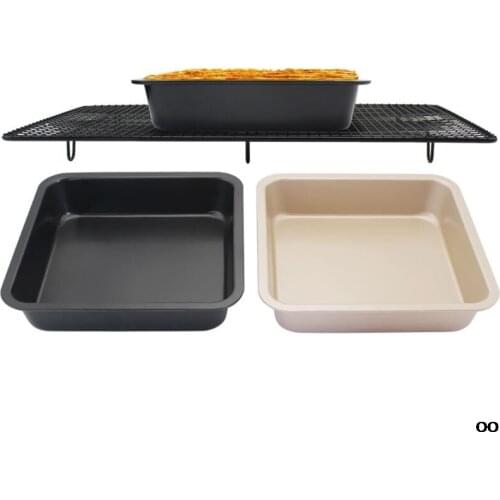 9\" Non Stick Square Cake Pan Cheese Cookie Bread Pizza Baking Tray Bakeware Tool Family Dinner Outdoor Camping