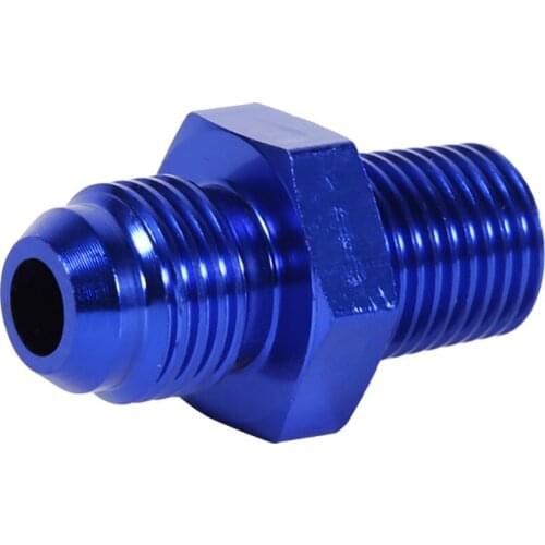 Aluminum AN6 To NPT 1/4" Fuel Oil Male Flare Fittings Straight Adaptor Car Blue Accessories