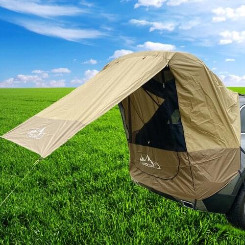 Car Trunk Tent Sunshade Rainproof Rear Tent Simple Motorhome For Self-driving Tour Barbecue Camping (Iron Pipe Optional)