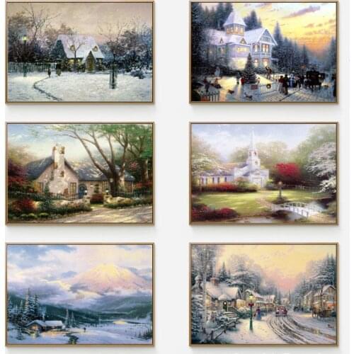 No frame HD Thomas sown garden house landscape canvas printings oil painting printed on canvas home wall art decoration picture