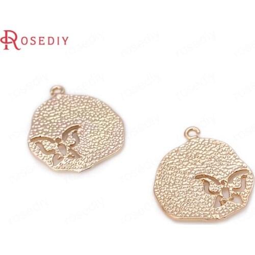 D424)6 pieces 13.5X17mm 24K Champagne Gold Color Plated Brass Butterfly Charms Pendants High Quality Diy Jewelry Accessories