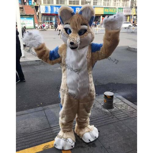 Long Fur Husky Dog Fox Fursuit Mascot Costume Suit Cosplay Dress Furry Costume Outfit New