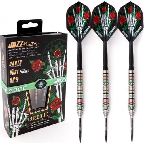 CUESOUL JAZZ-METAL 21/23/25g Steel Tip 90% Tungsten Dart Set with Integrated ROST Dart Flights and Wristband