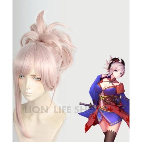 Fate Grand Order FGO Cosplay Wig Miyamoto Musashi Saber Wig Heat Resistant Synthetic Wig Women Cosplay Accessories earring