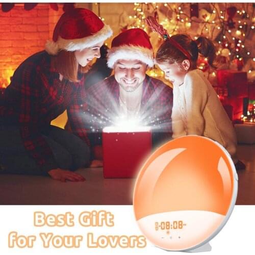 FM Radio Wake-up Light Alarm Clock Sunrise Sunset Wake Up Sleep Aid Colorful Ambient Light White Noise With Sleep Night Light