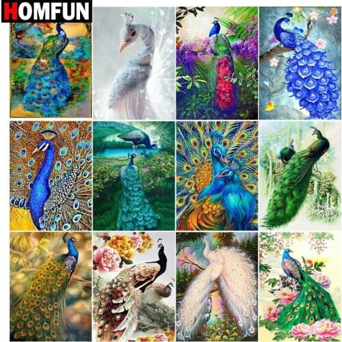 HOMFUN Diamond Painting Cross Stitch "peahen tree" 5D DIY Diamond Embroidery Full Square/round Rhinestone Of Picture