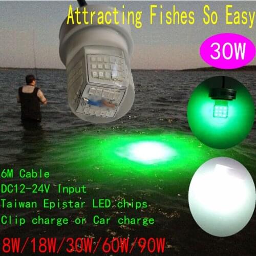 IP68 Underwater LED Fish Attracting Fishing Light 30W Fishing Lure Light For Fishing Boat