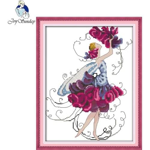 Joy Sunday Cockscomb Fairy Home Decor Painting On Canvas 14CT11CT Chinese Cross Stitch Needlework Set Embroider Kit Cross-stitch