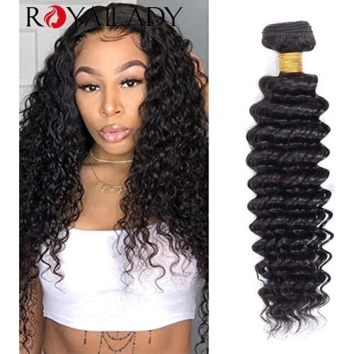 Royal Lady Brazilian Deep Wave Bundles Human Hair Bundles 1 Piece 100% Unprocessed Human Hair Extensions Weave