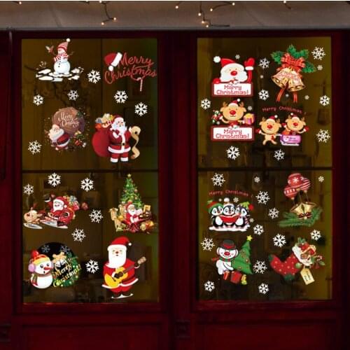 Creative New Christmas Decorations Wall Stickers Shop Window Glass Door Home Decor PVC Self Adhesive Wallpaper Art Poster Decals