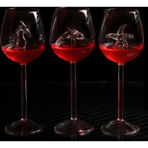 Creative dolphin red wine goblet starfish seahorse beer glass transparent red wine glass wine glass bar counter home restaurant