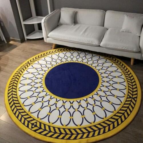 Nordic fashion round carpet Geometric stripe coffee table room bedroom living room Rug garden kids mat computer chair cushion