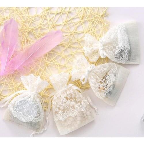Lace Bundle Pockets Candy Bags Pearl Yarn Jewelry Gift Bags Ring Stud Earrings Bracelet Necklace Storage Bag