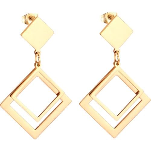 LUXUKISSKIDS Brinco Jewelry Korean Square Triangle Drop Earring 2020 Set Stainless Steel Dangle Christmas Earrings Set For Women