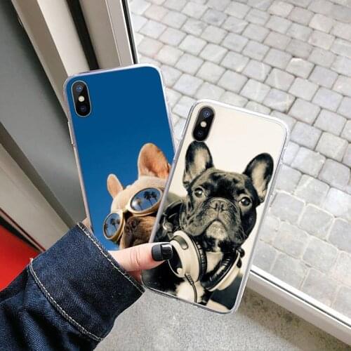 Cute Funny French Bulldog Phone Case Transparent for iPhone 6 7 8 11 12 s mini pro X XS XR MAX Plus
