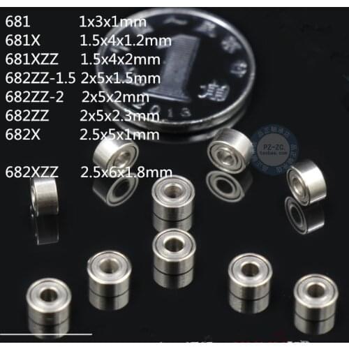 10pcs 681 681X 681XZZ 682ZZ 682X 682XZZ Mini Bearing Ball Bearing For Toy Jewelry Watch Ring Miniature Model Bearing Metal