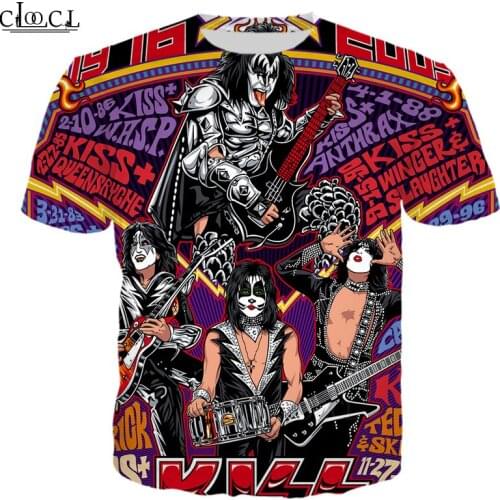 HX Newest Unisex T-Shirt Men Streetwear Rock Singer KISS Band 3D Print Harajuku Short Sleeve Casual Pullover Drop Shipping