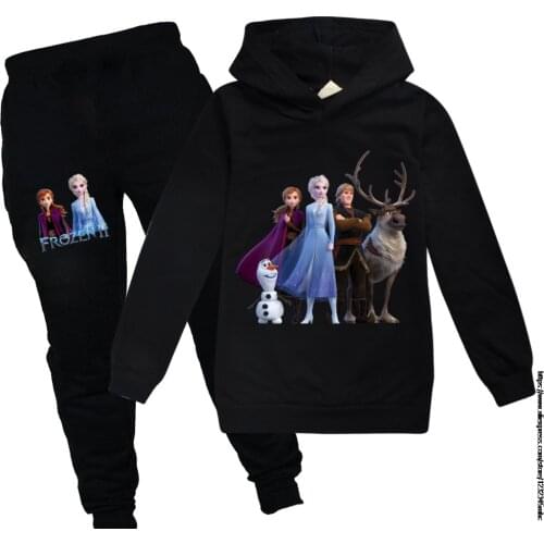 Baby Girl New Spring Autumn Children Girls Frozen Elsa Suit Fashion Hoodies Sweater 100% Cotton Baby Two Sets of Childrens Sets