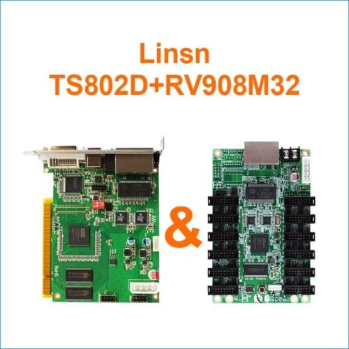 Linsn ts802d sending card with 1 piece linsn rv908m32 for led screen display p2 p4 p6 p8 p10