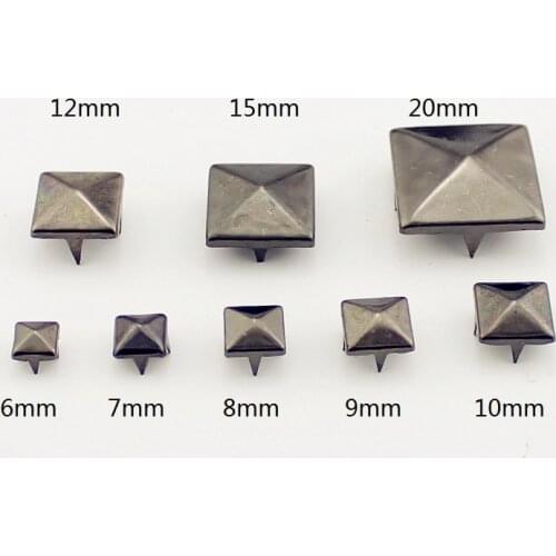 Multiple Size Gun-Black Pyramid Claws Rviets For Leather Craft Square Tire Studs And Spikes For Clothes Punk Remaches Para Cuero