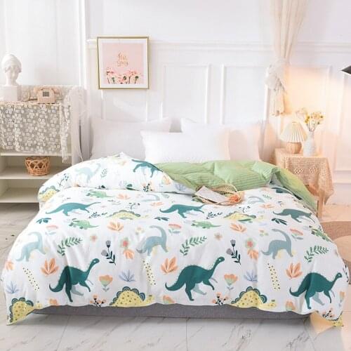 Dinosaur Family Bedding Set For Kids Cartoon Printed Bed Cover Single Boys Duvet Cover Set Single double Size Bedclothes