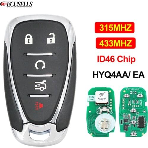 4+1/5 Button Remote Smart Car Key Fob 315MHz or 433MHz ID46 Chip HYQ4AA HYQ4EA for Chevrolet Camaro Equinox Cruze Malibu Spark