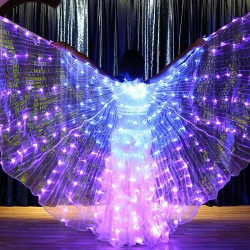 Halloween Performance Prop Women Dance DJ LED Light Up 360 Degrees Wing Costume Butterfly Wings Changing Colors 600pcs Lamps