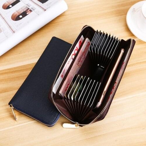 Luxury Cowhide Men Clutch Wallets Genuine Leather Long Purses Business Large Capacity Wallet Double Zipper Phone Bag For Male