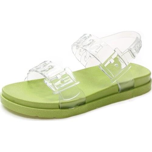 Summer Transparent Non-slip PU Women Sandals Casual Thick-soled Light Soft Sandals Outdoor Beach Wear-resistant Ladies Shoes