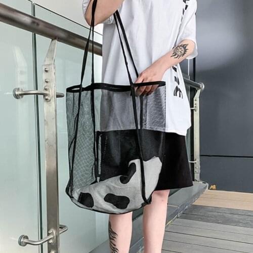 Mesh Beach Bag, Extra Large Beach Toy Bag and Totes Backpack for Holding Beach Toys Towel Super Market Grocery Picnic Womens