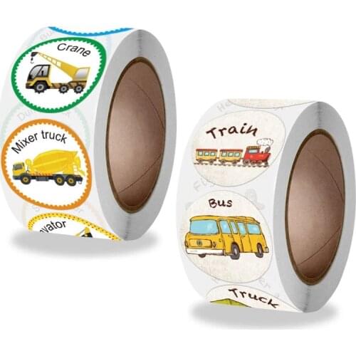Party decor Cars Truck Stickers Kids toys Perforated Roll Construction Sticker Car Home Family Birthday Party Stationery Sticker
