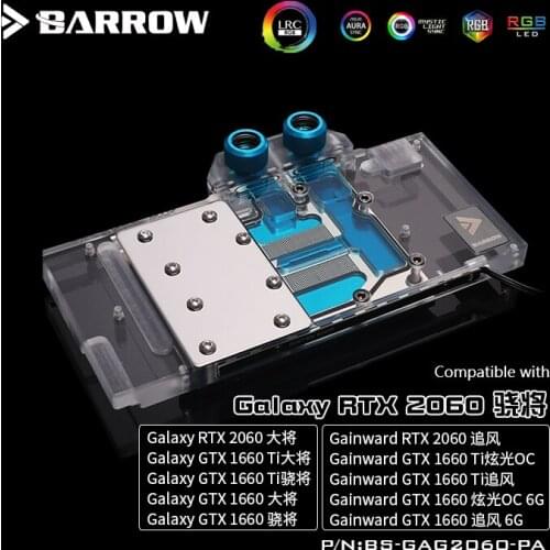 BARROW Water Block use for Galaxy /Gainwor RTX2060 /GTX1660Ti / Full Cover GPU Block / 5V 3PIN Header A-RGB