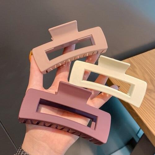 Candy Color Hair Claw Clip For Women Clamp Square Plastic Ponytail Clips For Hair Simple Large Barrettes Hairpin Hair Accessorie