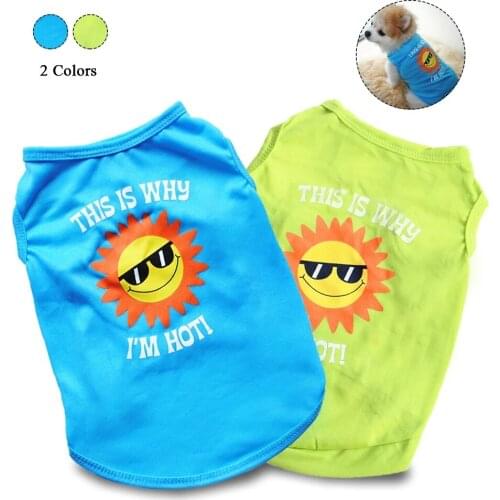 Sun Pattern Summer Pets Dog Clothes Breathable Puppy Cat Chihuahua Vest Small Medium Dogs T-Shirts Supplies