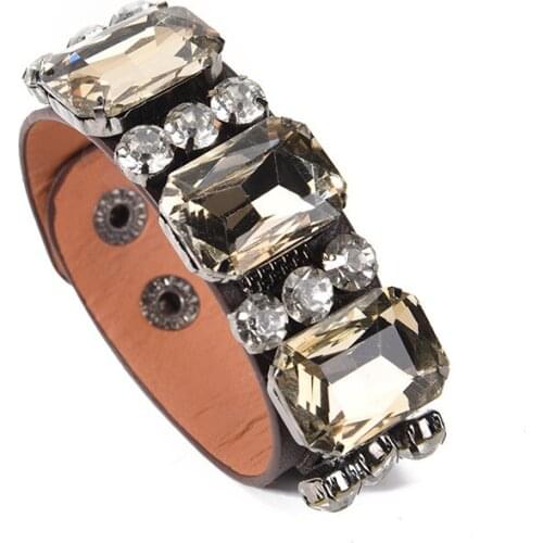 TOTABC Punk Jewelry Leather Bracelet Gothic Jewelry High Sense Bracelet Lady Bracelet Retro Charm Crystal