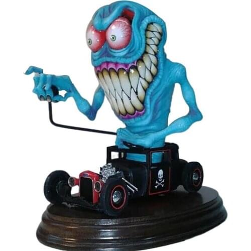 Angry Big Mouth Statue Rat Fink Collectible Model Toy Halloween Decoration Big Mouth Monster Driving Statue