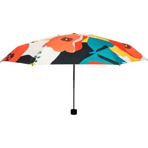 Fashion Digital Printing Sunny Umbrella Dual Use 3 Folding Black Glue Sunscreen Women Student Child Sun Umbrella Parasol Gift