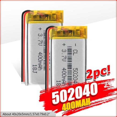 1/2/4 Pcs 3.7V 502040 400mAh Li-ion Battery Rechargeable 400mAh Lithium Polymer Battery For Mp3 Mp4 Gps Driving Recorder Toy